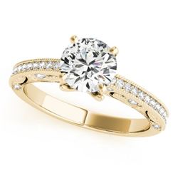 0.75 CTW Certified VS/SI Diamond Solitaire Antique Ring 18K Yellow Gold - REF-129X8T - 27374