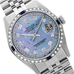 Rolex Men's Stainless Steel, QuickSet, Diam Dial & Diam/Sapphire Bezel - REF-474A5N