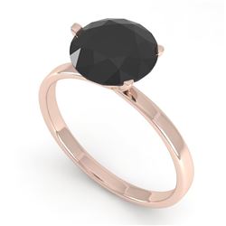 2.0 CTW Black Certified Diamond Engagement Ring Martini 14K Rose Gold - REF-59W5H - 38340
