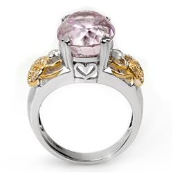9.20 CTW Kunzite & Diamond Ring 10K 2-Tone Gold - REF-145T5X - 11046
