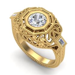 1.13 CTW VS/SI Diamond Solitaire Art Deco Ring 18K Yellow Gold - REF-360X2T - 37048