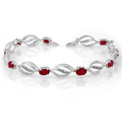 5.10 CTW Ruby & Diamond Bracelet 14K White Gold - REF-94N5Y - 10662