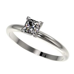 0.50 CTW Certified VS/SI Quality Princess Diamond Solitaire Ring 10K White Gold - REF-77T6X - 32868