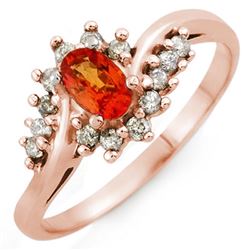 0.55 CTW Orange Sapphire & Diamond Ring 18K Rose Gold - REF-38F5M - 10101