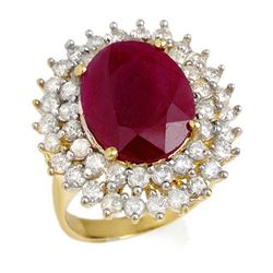 9.83 CTW Ruby & Diamond Ring 14K Yellow Gold - REF-261N8Y - 12984