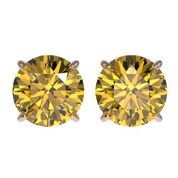 2.50 CTW Certified Intense Yellow SI Diamond Solitaire Stud Earrings 10K Rose Gold - REF-381K8R - 33