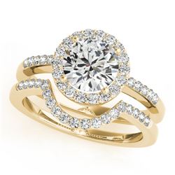 0.67 CTW Certified VS/SI Diamond 2Pc Wedding Set Solitaire Halo 14K Yellow Gold - REF-81R6K - 30770