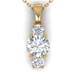 1.5 CTW Certified VS/SI Diamond Art Deco Stud Necklace 14K Yellow Gold - REF-378M4F - 30311