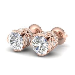 3 CTW VS/SI Diamond Solitaire Art Deco Stud Earrings 18K Rose Gold - REF-622R2K - 36861