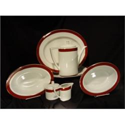 New - Ralph Lauren  - Southport Red - Completer Set - teapot, creamer, sugar, 2 platters, 2 open veg