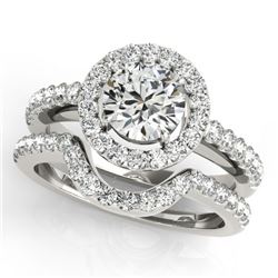 1.21 CTW Certified VS/SI Diamond 2Pc Wedding Set Solitaire Halo 14K White Gold - REF-216M9F - 30777