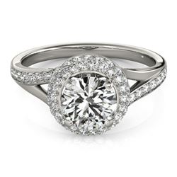 1.35 CTW Certified VS/SI Diamond Solitaire Halo Ring 18K White Gold - REF-216X4T - 26823