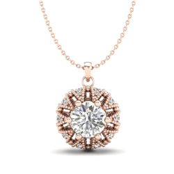 1.2 CTW VS/SI Diamond Art Deco Micro Pave Stud Necklace 18K Rose Gold - REF-220N2Y - 36999