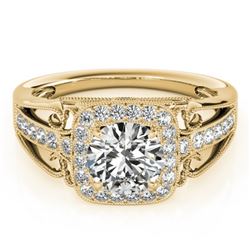 1.3 CTW Certified VS/SI Diamond Solitaire Halo Ring 18K Yellow Gold - REF-388W8H - 26553