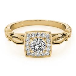 0.55 CTW Certified VS/SI Diamond Solitaire Halo Ring 18K Yellow Gold - REF-88N2Y - 26256