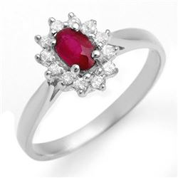 0.51 CTW Ruby & Diamond Ring 18K White Gold - REF-27X3T - 12620