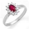 Image 1 : 0.51 CTW Ruby & Diamond Ring 18K White Gold - REF-27X3T - 12620