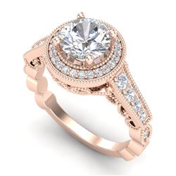 1.91 CTW VS/SI Diamond Solitaire Art Deco Ring 18K Rose Gold - REF-543F6M - 36975