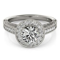 1.07 CTW Certified VS/SI Diamond Solitaire Halo Ring 18K White Gold - REF-216W2H - 26521
