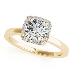 0.90 CTW Certified VS/SI Diamond Solitaire Halo Ring 18K Yellow Gold - REF-199T8X - 26277