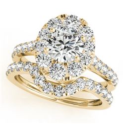 2.22 CTW Certified VS/SI Diamond 2Pc Wedding Set Solitaire Halo 14K Yellow Gold - REF-267R8K - 31171