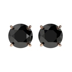 1.61 CTW Fancy Black VS Diamond Solitaire Stud Earrings 10K Rose Gold - REF-43R6K - 36613