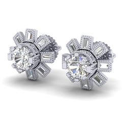 1.77 CTW VS/SI Diamond Solitaire Art Deco Stud Earrings 18K White Gold - REF-263M6F - 37064