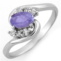 0.60 CTW Tanzanite & Diamond Ring 18K White Gold - REF-32K2R - 10175
