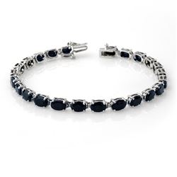 17.80 CTW Blue Sapphire Bracelet 10K White Gold - REF-71R8K - 14041
