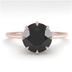 2.0 CTW Black Diamond Solitaire Engagement Ring Vintage Design 18K Rose Gold - REF-78F2M - 35771