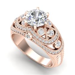 2 CTW VS/SI Diamond Solitaire Art Deco Ring 18K Rose Gold - REF-581M8F - 37113