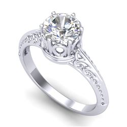 1 CTW VS/SI Diamond Art Deco Ring 18K White Gold - REF-298T5X - 37250