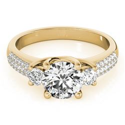 1.25 CTW Certified VS/SI Diamond 3 Stone Micro Pave Ring 18K Yellow Gold - REF-225F3M - 28022