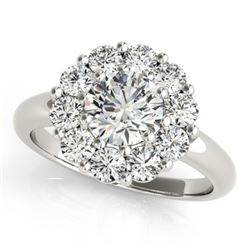 2.85 CTW Certified VS/SI Diamond Solitaire Halo Ring 18K White Gold - REF-661M5F - 27018