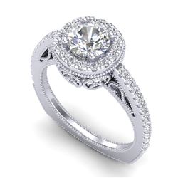 1.55 CTW VS/SI Diamond Solitaire Art Deco Ring 18K White Gold - REF-263R6K - 37115