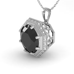 1 CTW Black Diamond Solitaire Necklace 18K White Gold - REF-50F9M - 35997