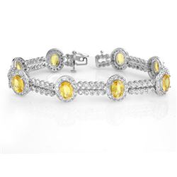 17.25 CTW Yellow Sapphire & Diamond Bracelet 14K White Gold - REF-400K2R - 10051