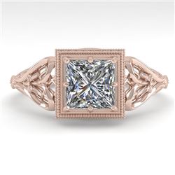 1.0 CTW VS/SI Princess Diamond Solitaire Engagement Ring Deco 18K Rose Gold - REF-344X4T - 36041