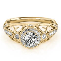 0.93 CTW Certified VS/SI Diamond Solitaire Antique Ring 18K Yellow Gold - REF-154H2W - 27329