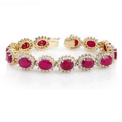 42.12 CTW Ruby & Diamond Bracelet 14K Yellow Gold - REF-527R3K - 14055