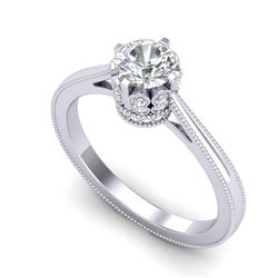 0.81 CTW VS/SI Diamond Art Deco Ring 18K White Gold - REF-135R8K - 36824