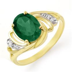 2.14 CTW Emerald & Diamond Ring 14K Yellow Gold - REF-35M3F - 13586