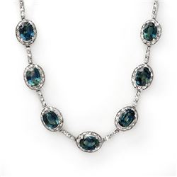 31.0 CTW Blue Sapphire & Diamond Necklace 10K White Gold - REF-207X8T - 10467