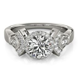 1.56 CTW Certified VS/SI Diamond Solitaire Halo Ring 18K White Gold - REF-506K9R - 26949