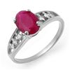 Image 1 : 1.70 CTW Ruby & Diamond Ring 18K White Gold - REF-33K5R - 13959