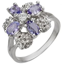 0.83 CTW Tanzanite & Diamond Ring 14K White Gold - REF-44H2W - 10825