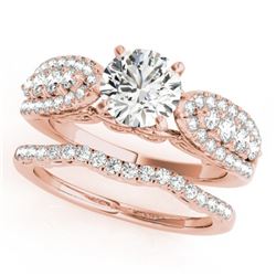 1.71 CTW Certified VS/SI Diamond Solitaire 2Pc Wedding Set 14K Rose Gold - REF-248Y2N - 31902