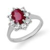 Image 1 : 2.50 CTW Ruby & Diamond Ring 14K White Gold - REF-70W9H - 13193