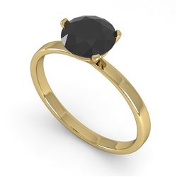 1.0 CTW Black Certified Diamond Engagement Ring Martini 14K Yellow Gold - REF-38T2X - 38330