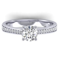 1.01 CTW Certified VS/SI Diamond Solitaire Art Deco Ring 14K White Gold - REF-176H5W - 30381